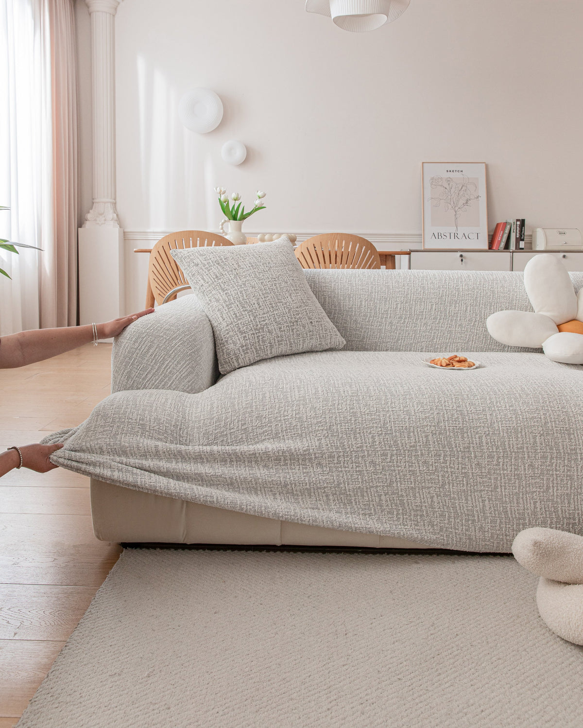 Housse de canapé Crossmere · Gris perle · Extensible (vue 3)