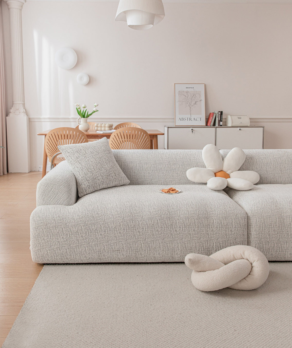Housse de canapé Crossmere · Gris perle · Extensible (vue 8)