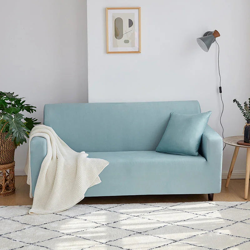 Housse de canapé Unie · Bleu grisé · Extensible