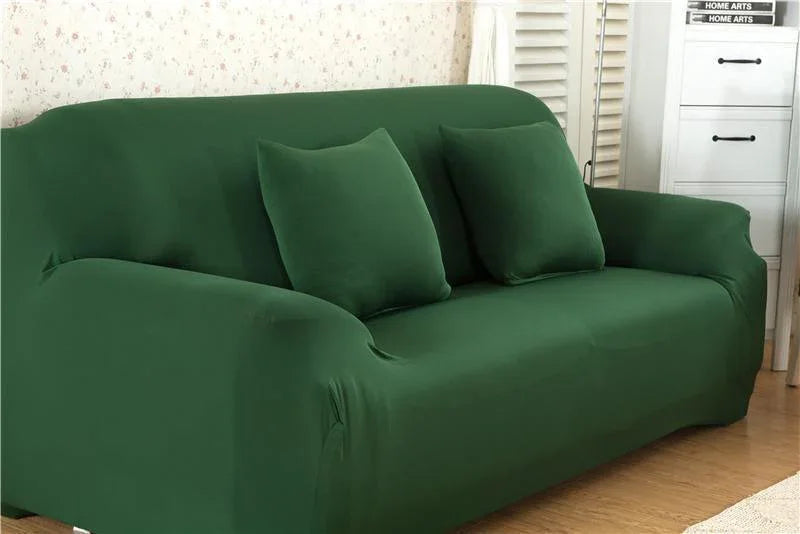 Housse de canapé Unie · Vert bouteille · Extensible (vue 2)