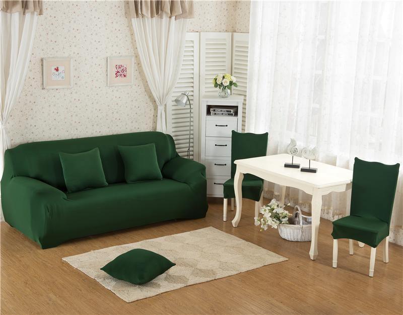 Housse de canapé Unie · Vert bouteille · Extensible (vue 4)