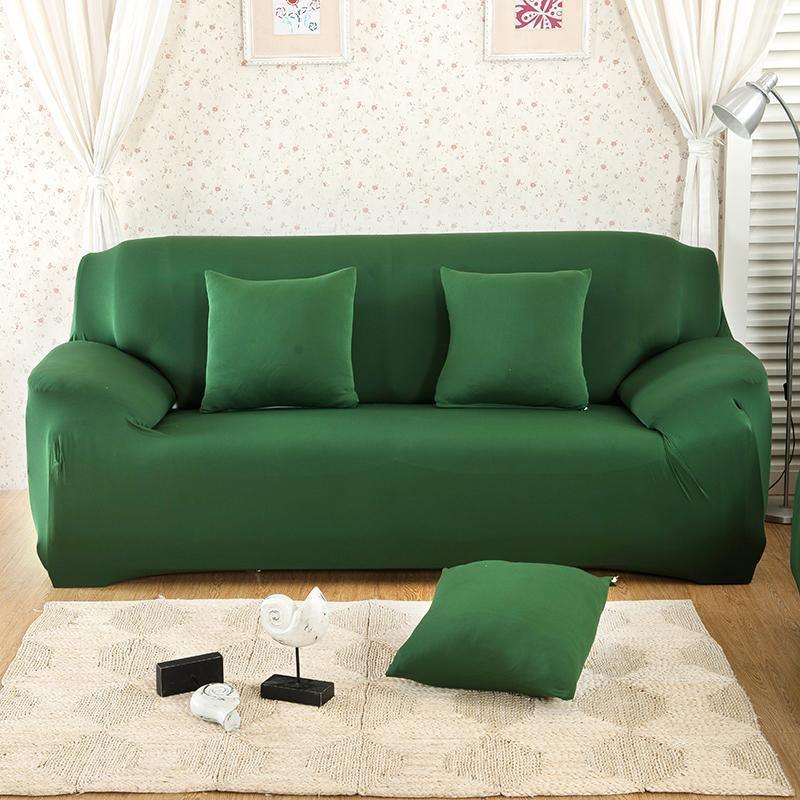 Housse de canapé Unie · Vert bouteille · Extensible (vue 5)