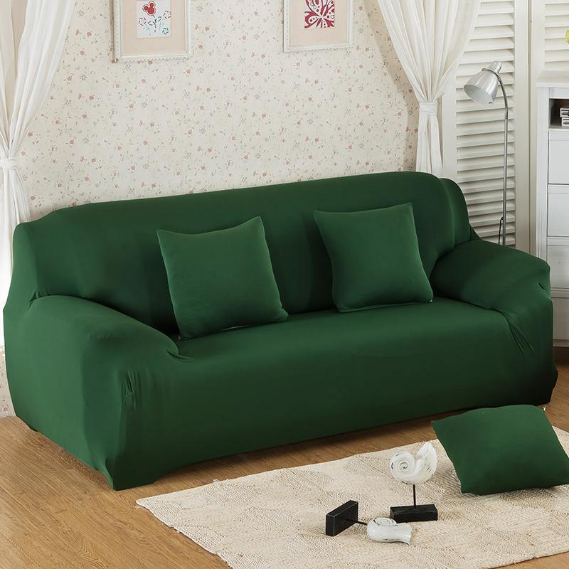 Housse de canapé Unie · Vert bouteille · Extensible (vue 8)
