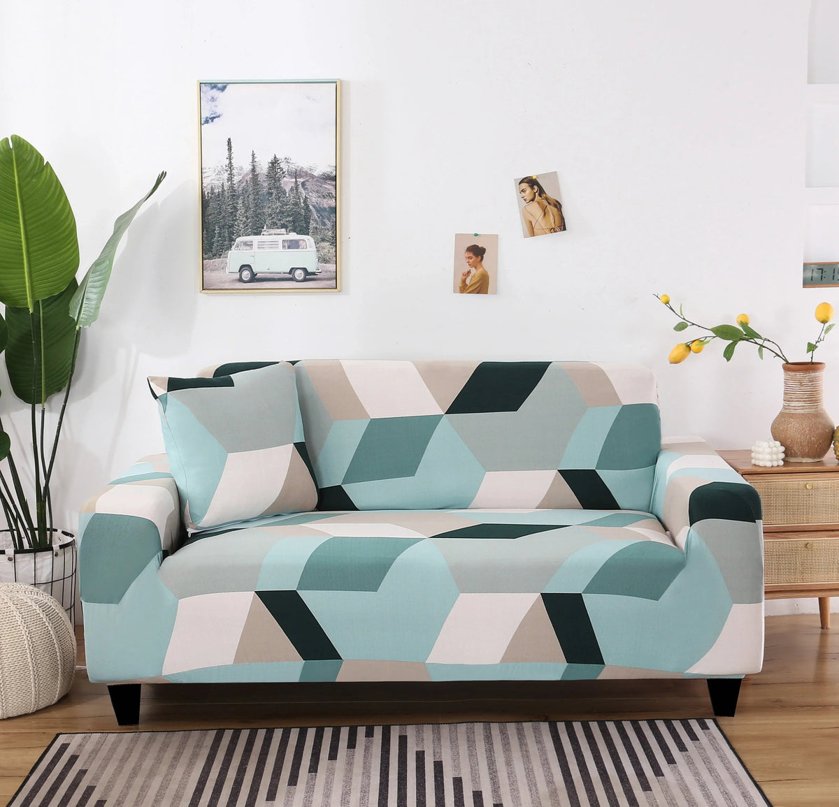 Housse de canapé Greenoo · Imprimé · Extensible