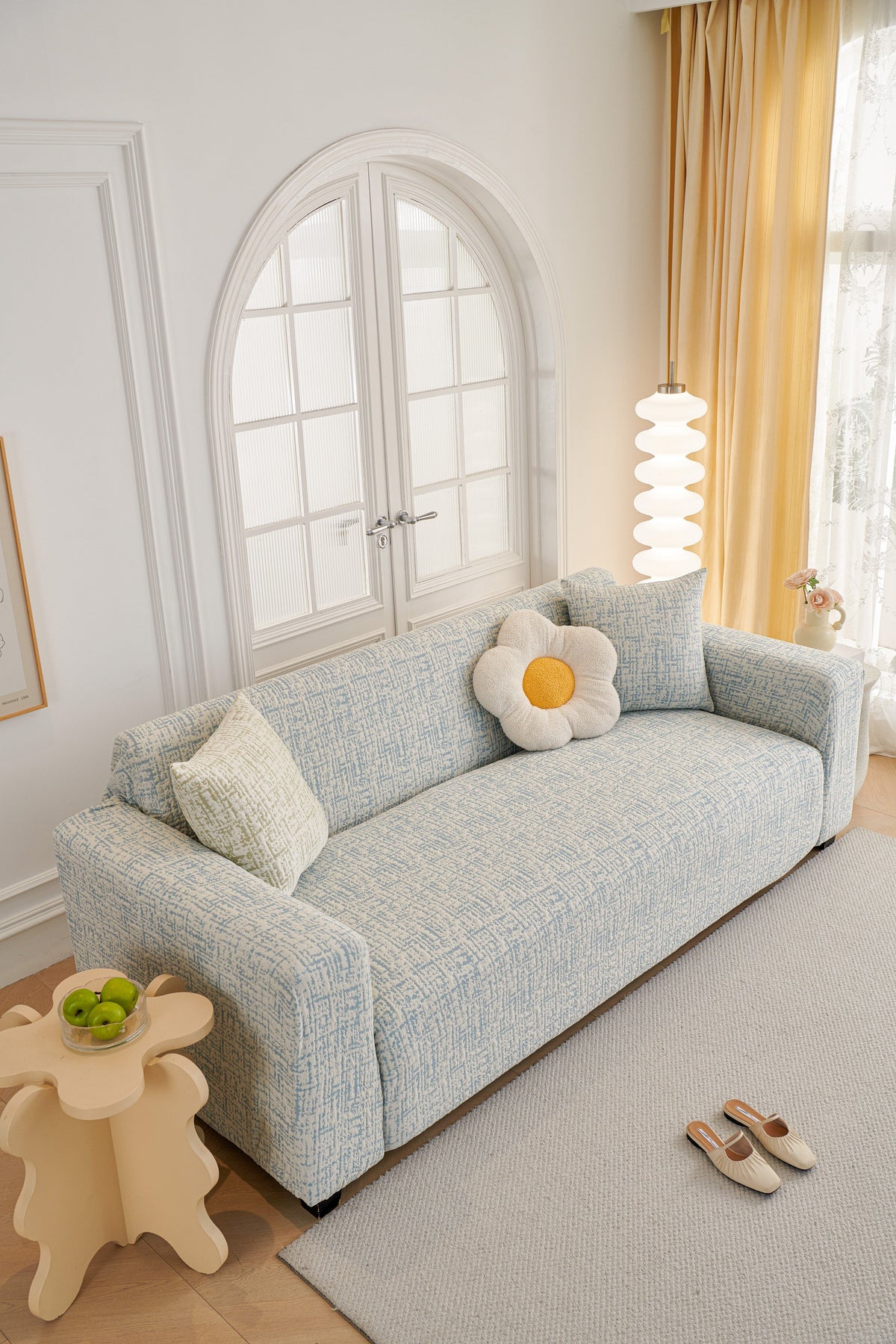 Housse de canapé Gridelle · Bleu · Extensible (vue 2)