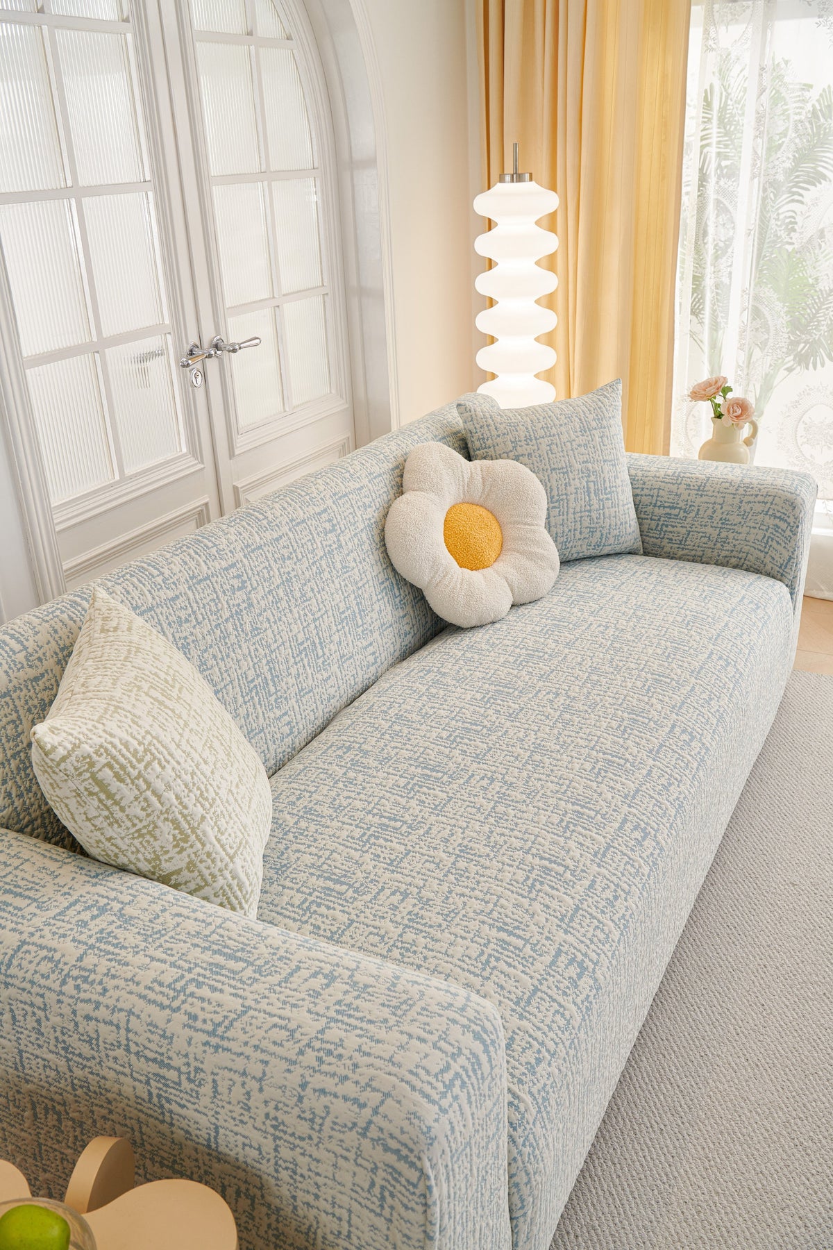 Housse de canapé Gridelle · Bleu · Extensible (vue 4)