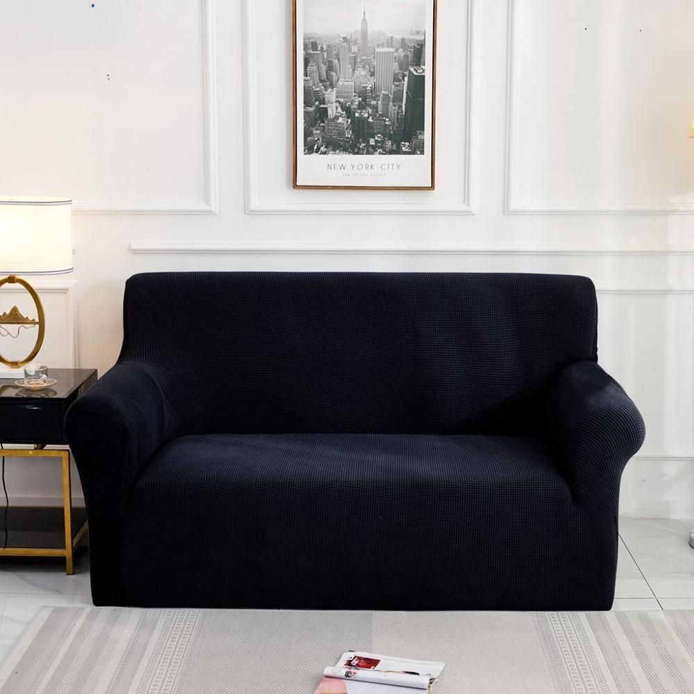 Housse de canapé Jacquard · Noir · Extensible