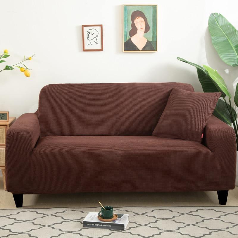 Housse de canapé Jacquard · Chocolat · Extensible