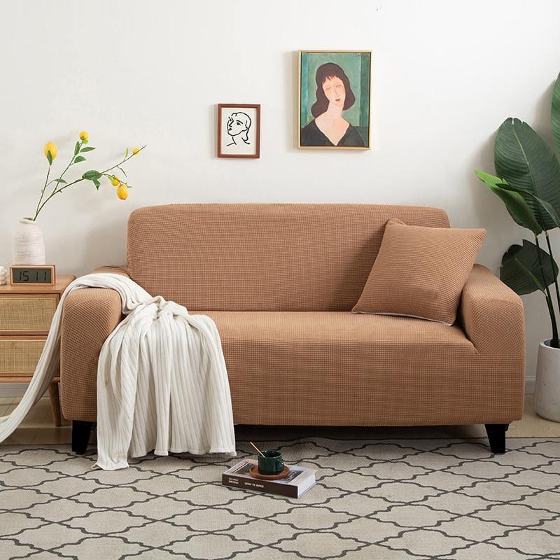 Housse de canapé Jacquard · Tabac · Extensible (vue 2)
