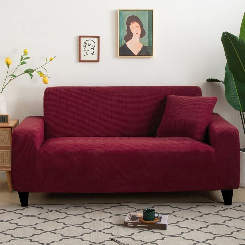 Housse de canapé Jacquard · Rouge grenat · Extensible