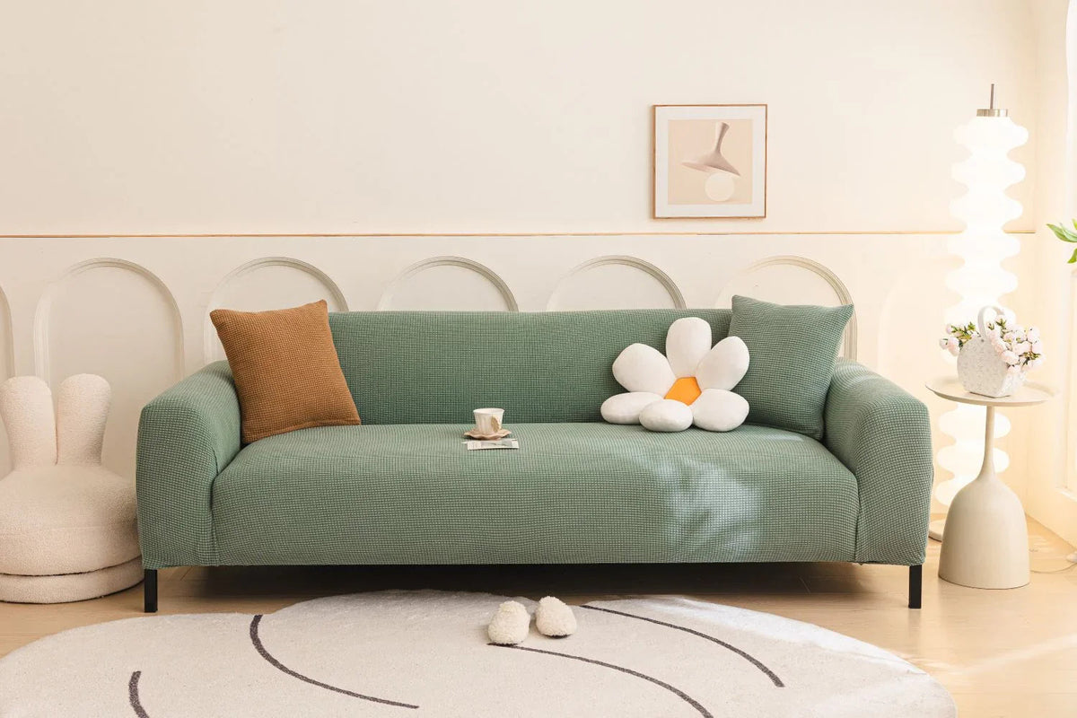 Housse de canapé Jacquard · Vert sauge · Extensible