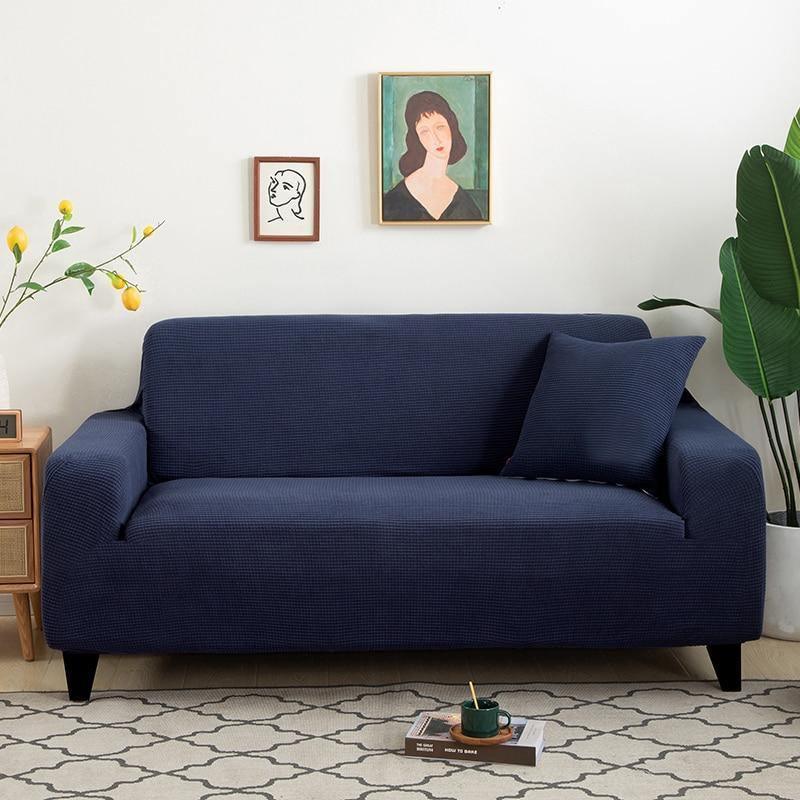 Housse de canapé Jacquard · Bleu marine · Extensible
