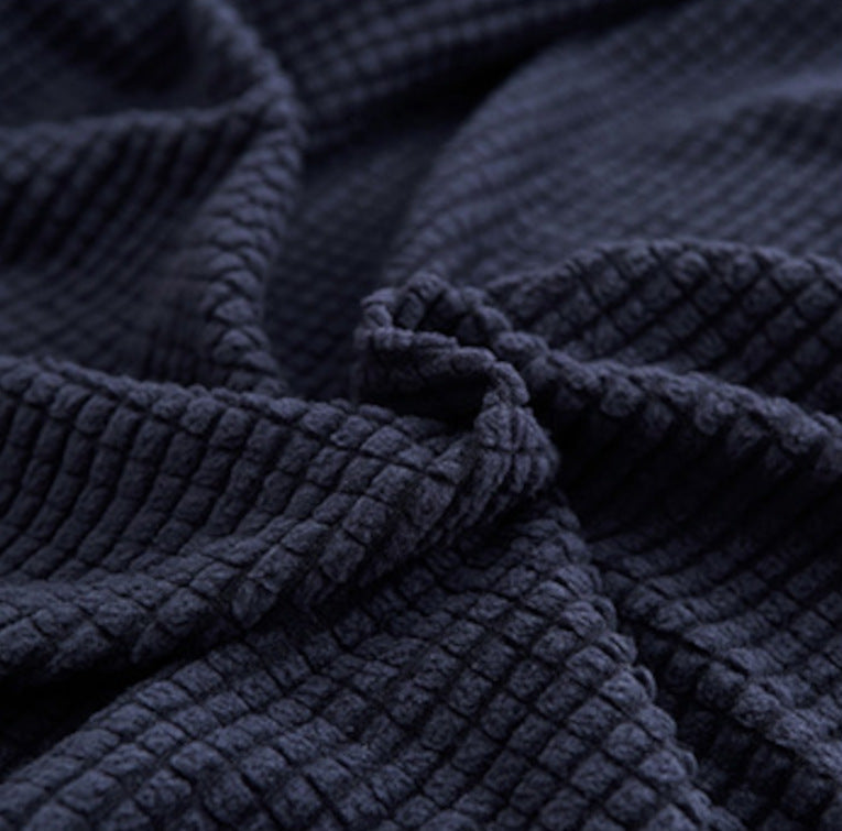 Housse de canapé Jacquard · Bleu marine · Extensible (vue 4)