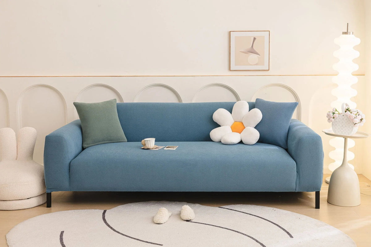 Housse de canapé Jacquard · Bleu ciel · Extensible