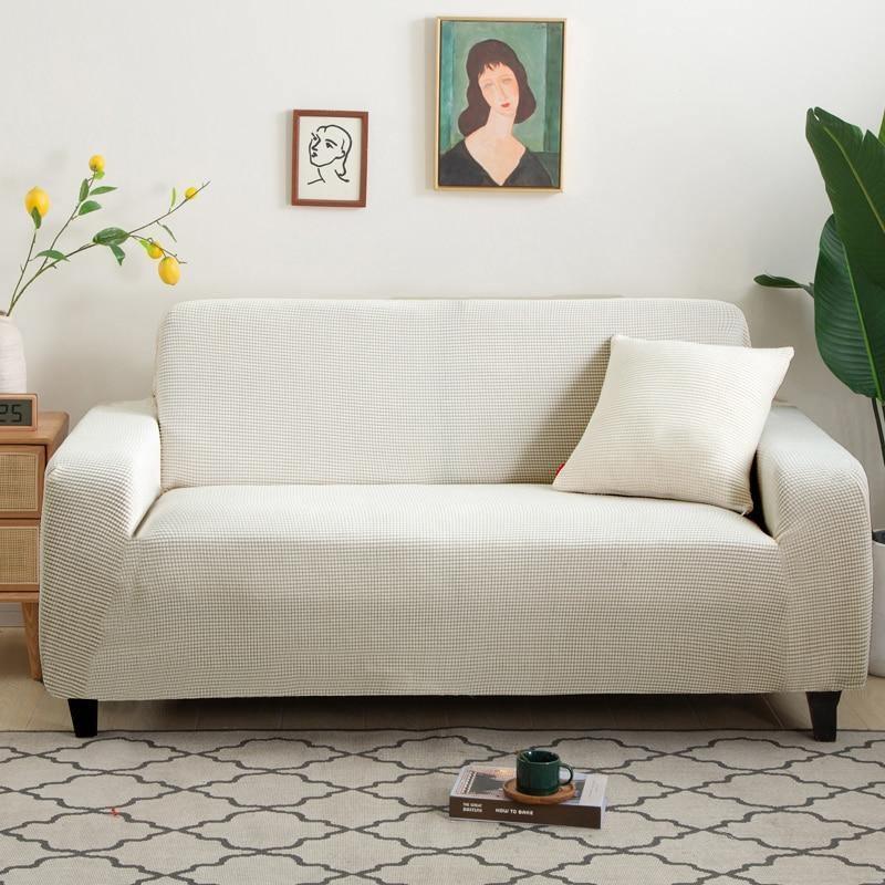 Housse de canapé Jacquard · Blanc cassé · Extensible