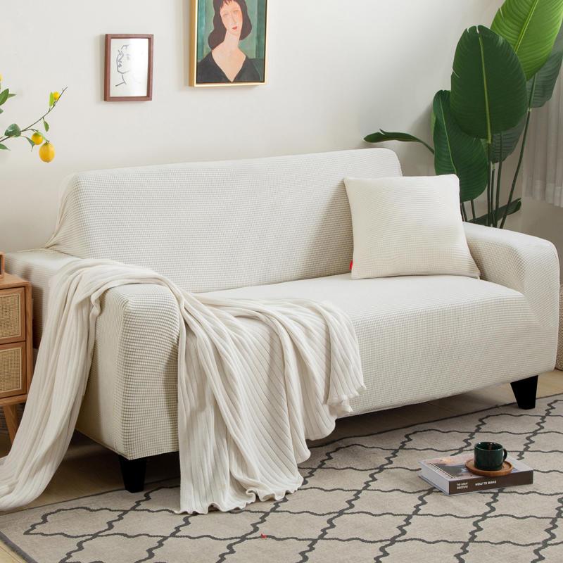 Housse de canapé Jacquard · Blanc cassé · Extensible (vue 2)