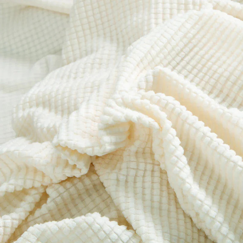 Housse de canapé Jacquard · Blanc cassé · Extensible (vue 4)