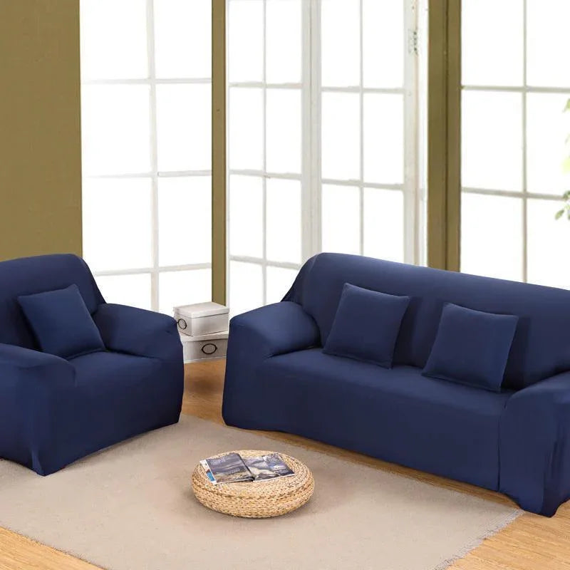 Housse de canapé Unie · Bleu nuit · Extensible (vue 3)