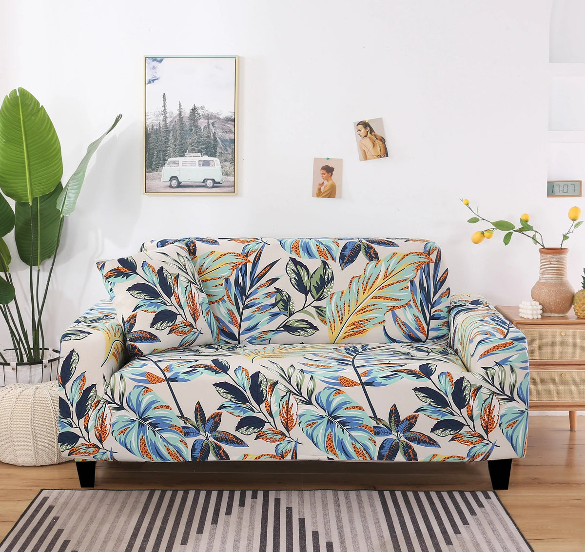 Housse de canapé Olaves · Imprimé · Extensible
