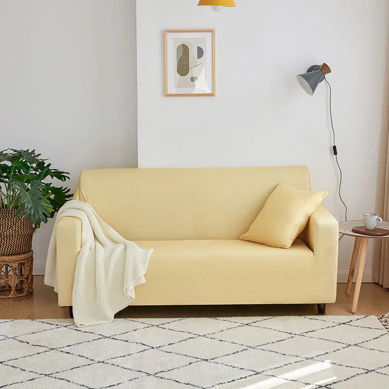 Housse de canapé Unie · Jaune paille · Extensible