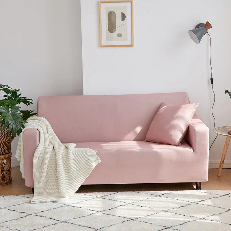 Housse de canapé Unie · Rose poudré · Extensible