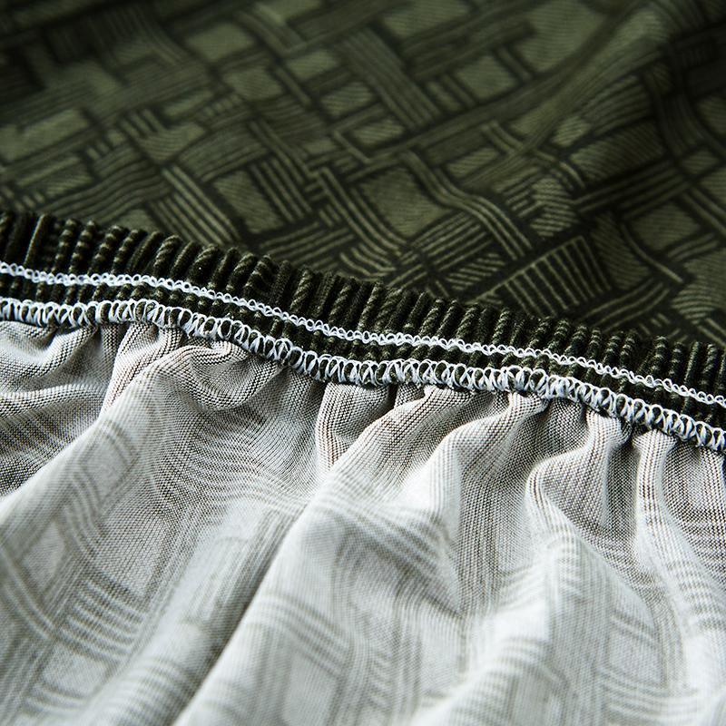 Housse de canapé Motif géométrique · Vert olive · Extensible (vue 3)
