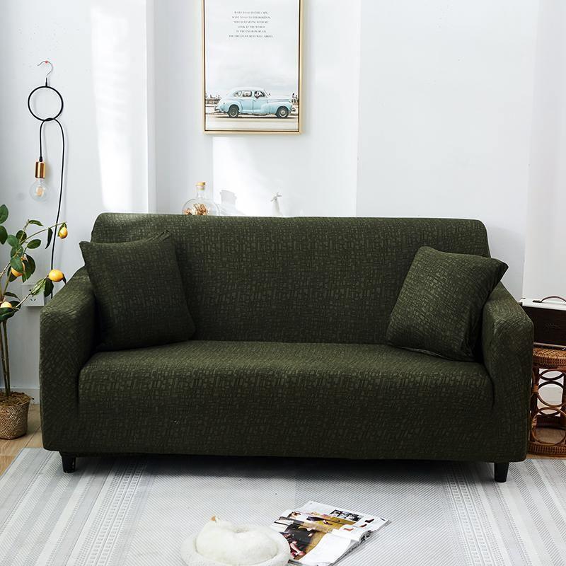 Housse de canapé Motif géométrique · Vert olive · Extensible (vue 6)