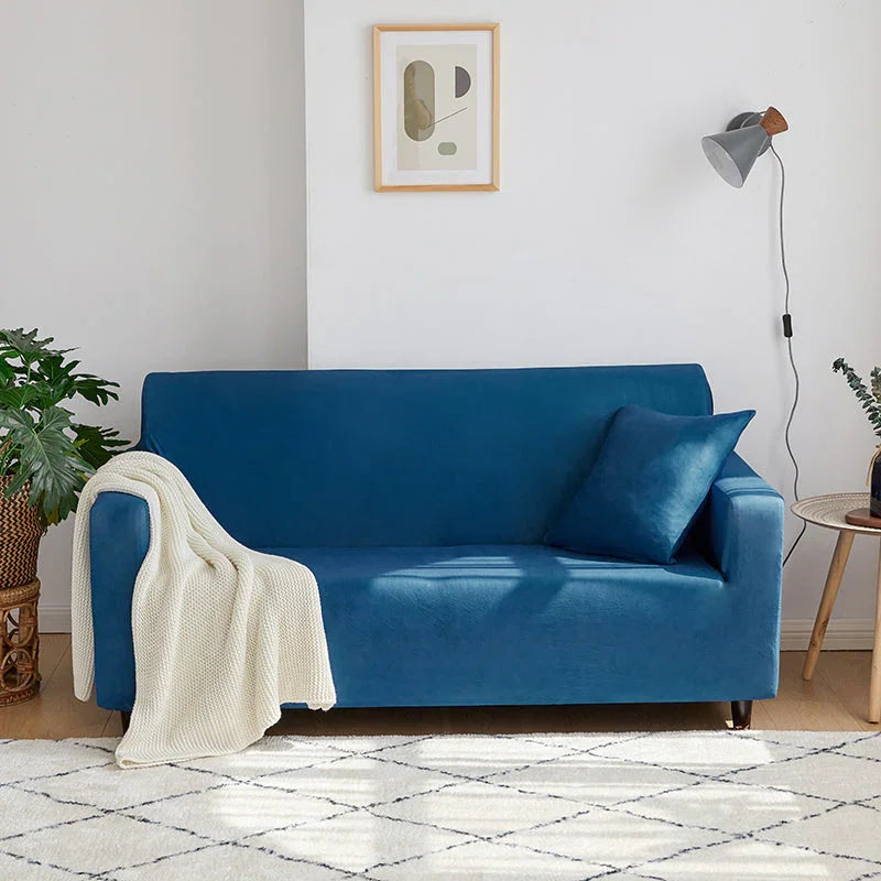Housse de canapé Unie · Bleu saphir · Extensible