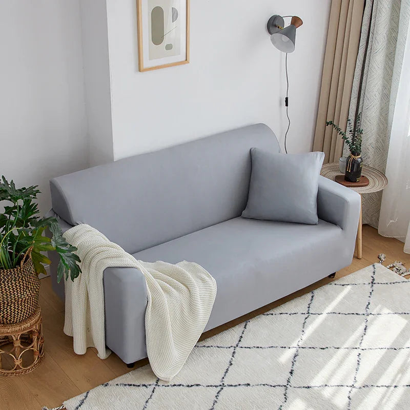 Housse de canapé Unie · Gris perle · Extensible (vue 2)