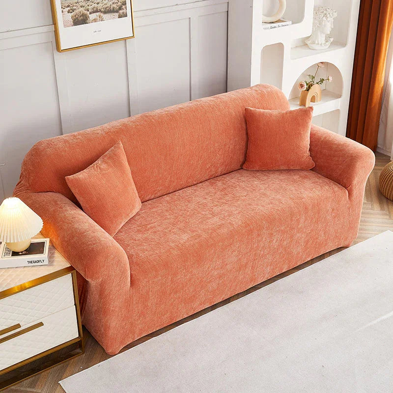 Housse de canapé Luma · Orange · Extensible (vue 4)