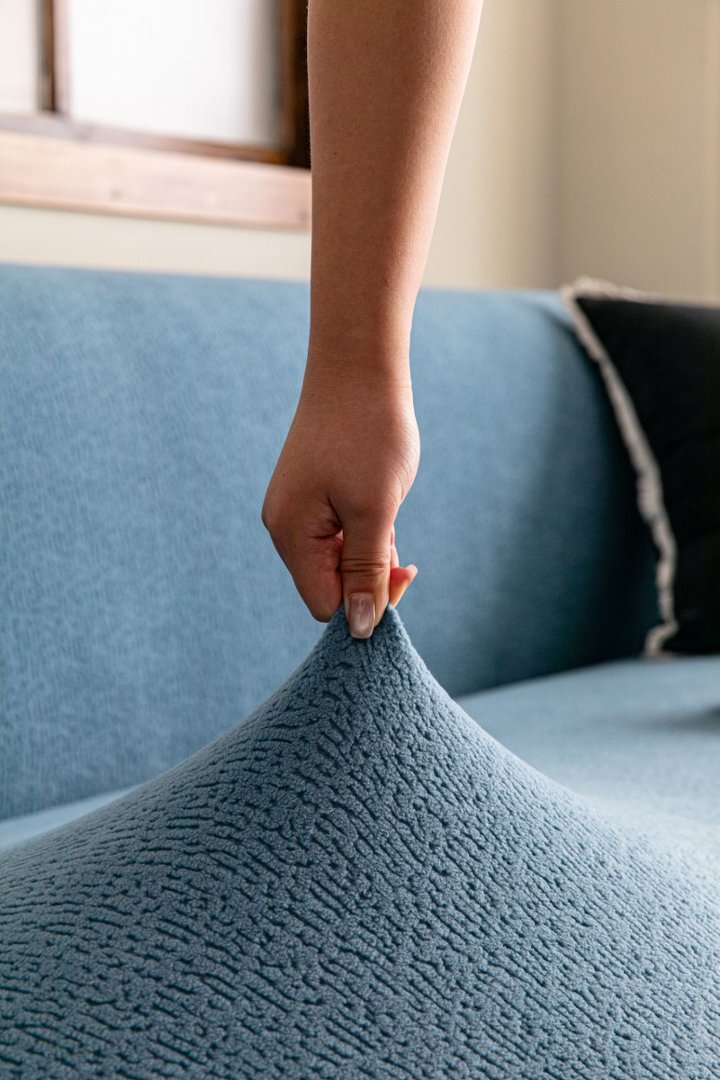 Housse de canapé Veloura · Bleu · Extensible (vue 6)