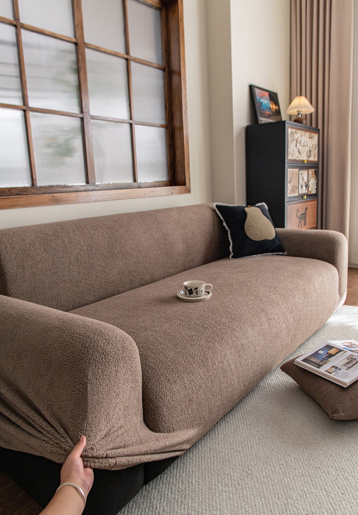 Housse de canapé Veloura · Chocolat · Extensible (vue 3)