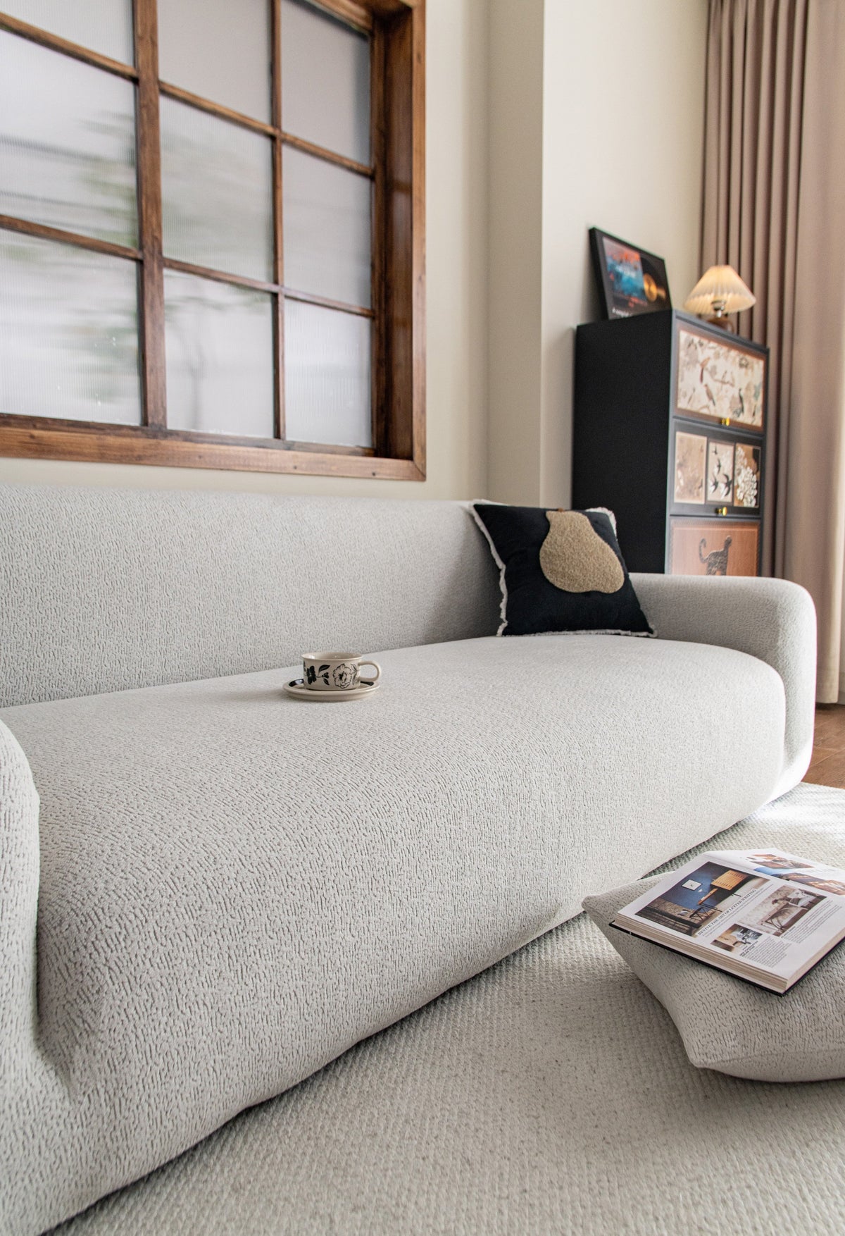 Housse de canapé Veloura · Gris perle · Extensible
