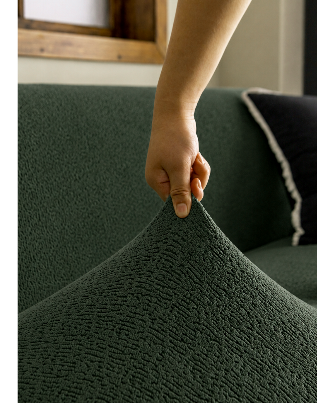 Housse de canapé Veloura · Vert · Extensible (vue 3)