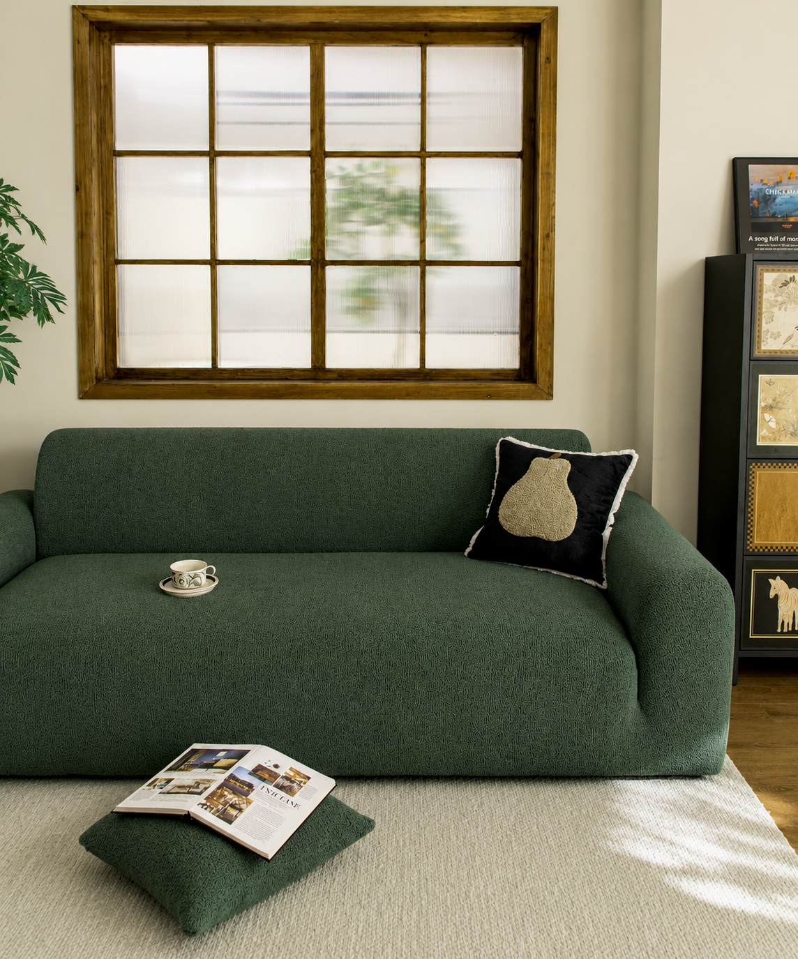 Housse de canapé Veloura · Vert · Extensible (vue 4)