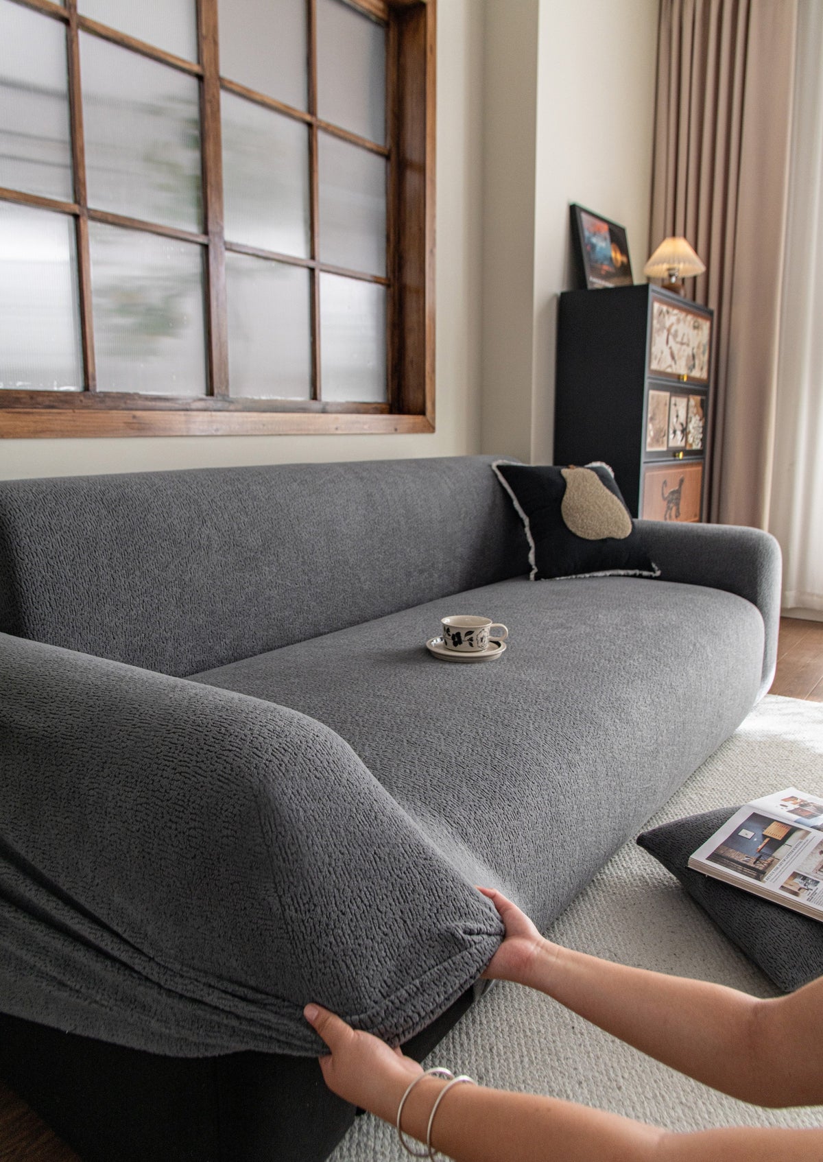 Housse de canapé Veloura · Grège · Extensible (vue 3)