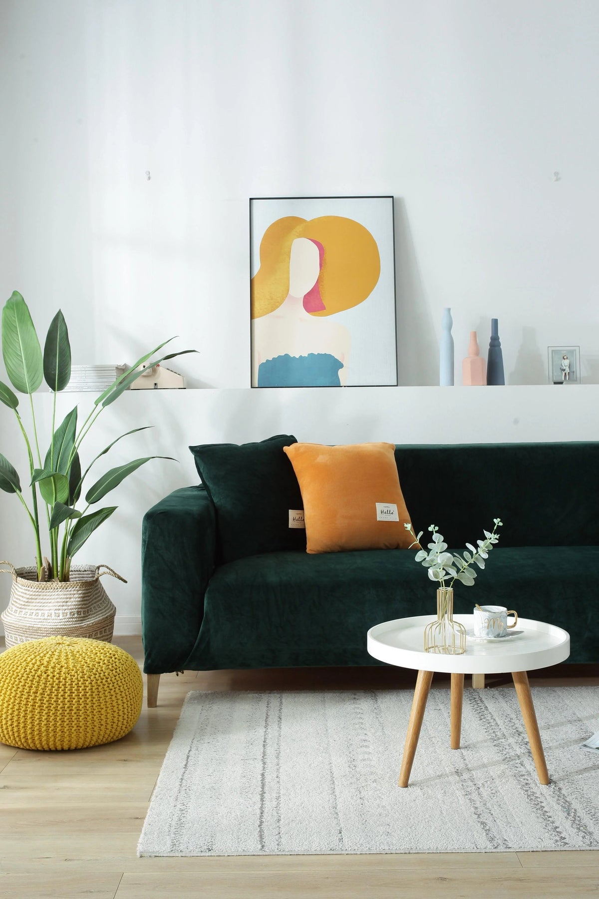 Housse de canapé Velours · Vert foncé · Extensible (vue 9)