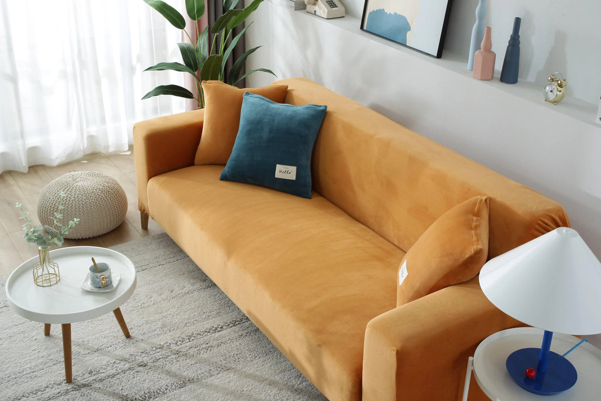 Housse de canapé Velours · Orange · Extensible