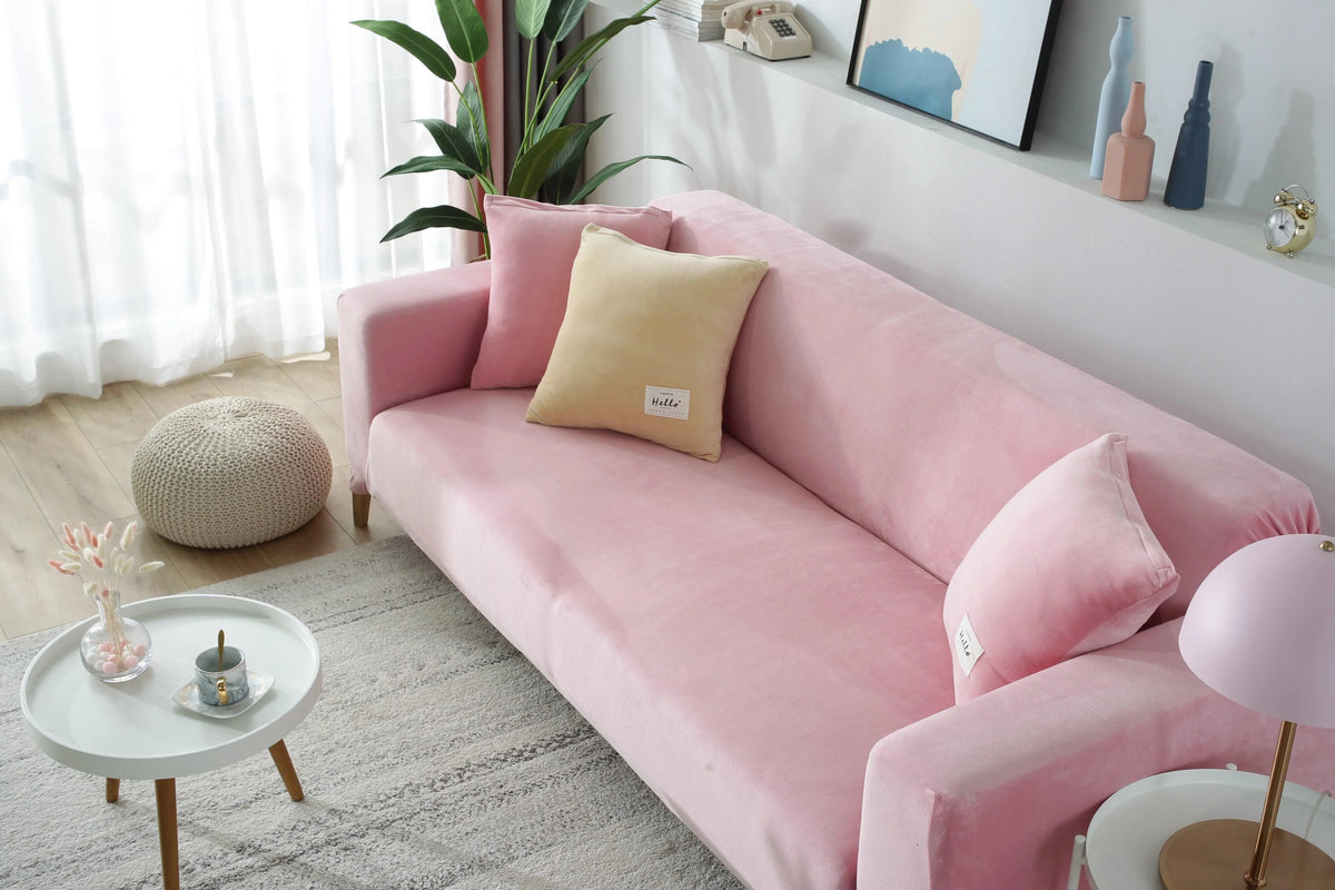 Housse de canapé Velours · Rose · Extensible