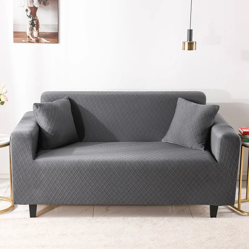 Housse de canapé Jacquard losange · Noir · Extensible