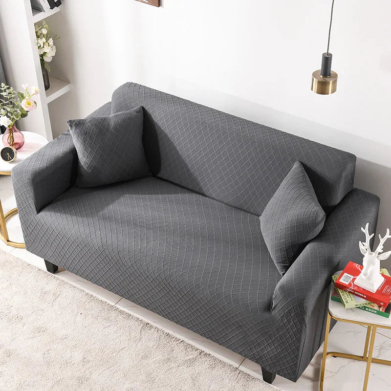 Housse de canapé Jacquard losange · Noir · Extensible (vue 2)