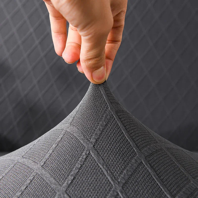 Housse de canapé Jacquard losange · Noir · Extensible (vue 5)
