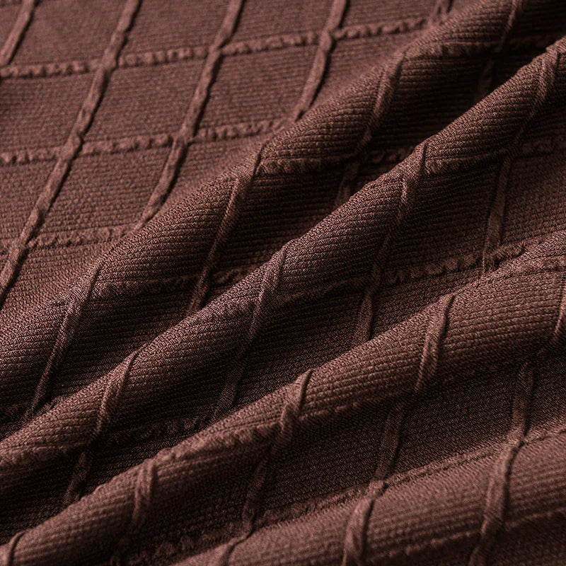 Housse de canapé Jacquard losange · Marron · Extensible (vue 6)