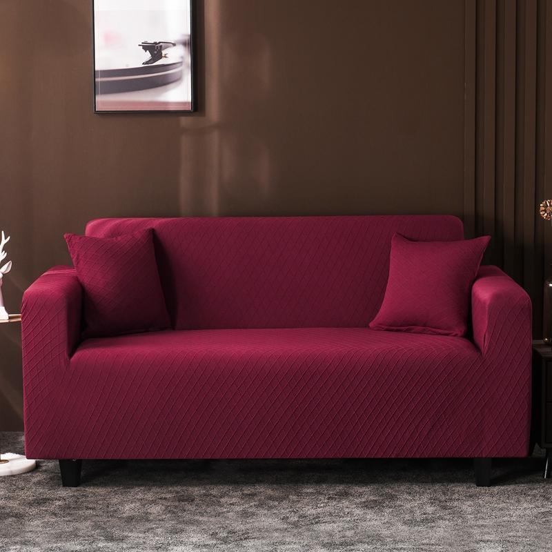 Housse de canapé Jacquard losange · Rouge cardinal · Extensible