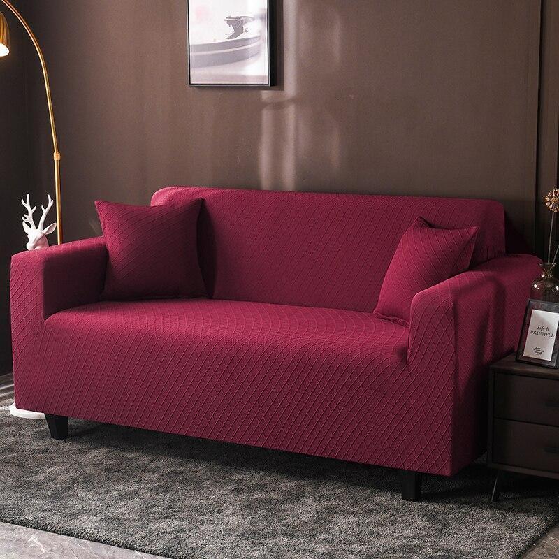 Housse de canapé Jacquard losange · Rouge cardinal · Extensible (vue 2)
