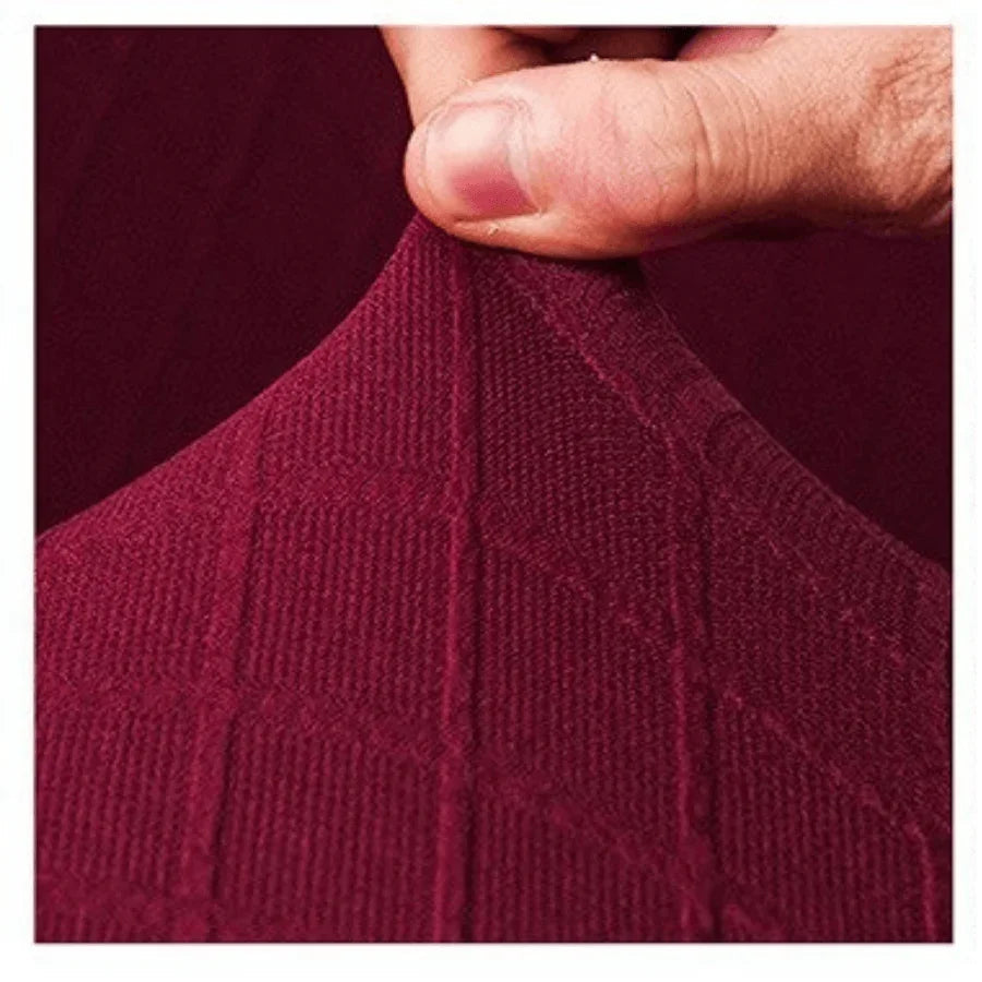 Housse de canapé Jacquard losange · Rouge cardinal · Extensible (vue 4)