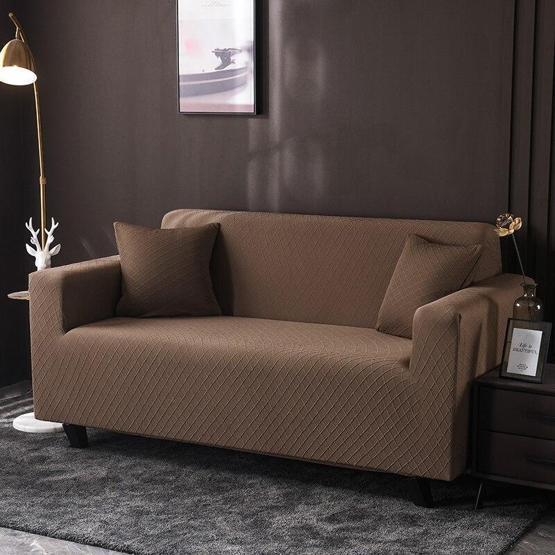 Housse de canapé Jacquard losange · Tabac · Extensible (vue 2)
