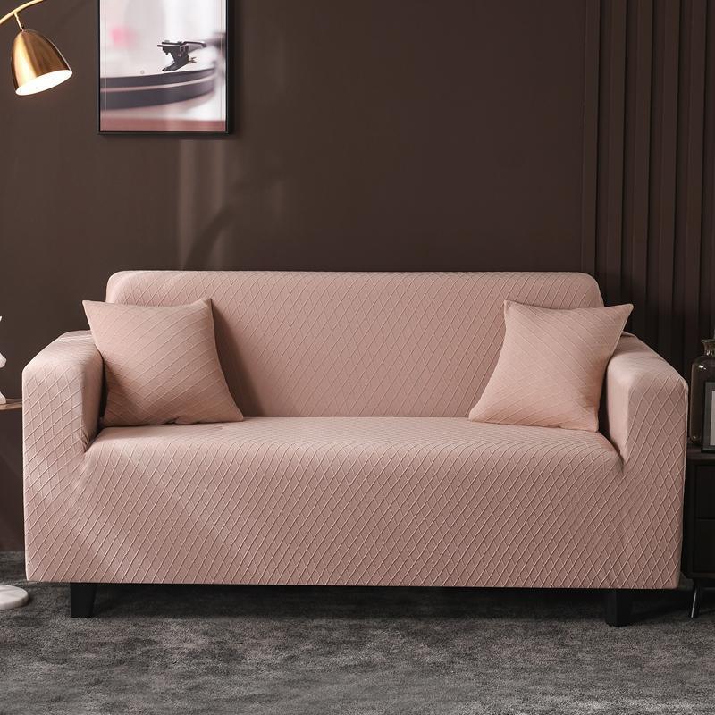 Housse de canapé Jacquard losange · Marron clair · Extensible