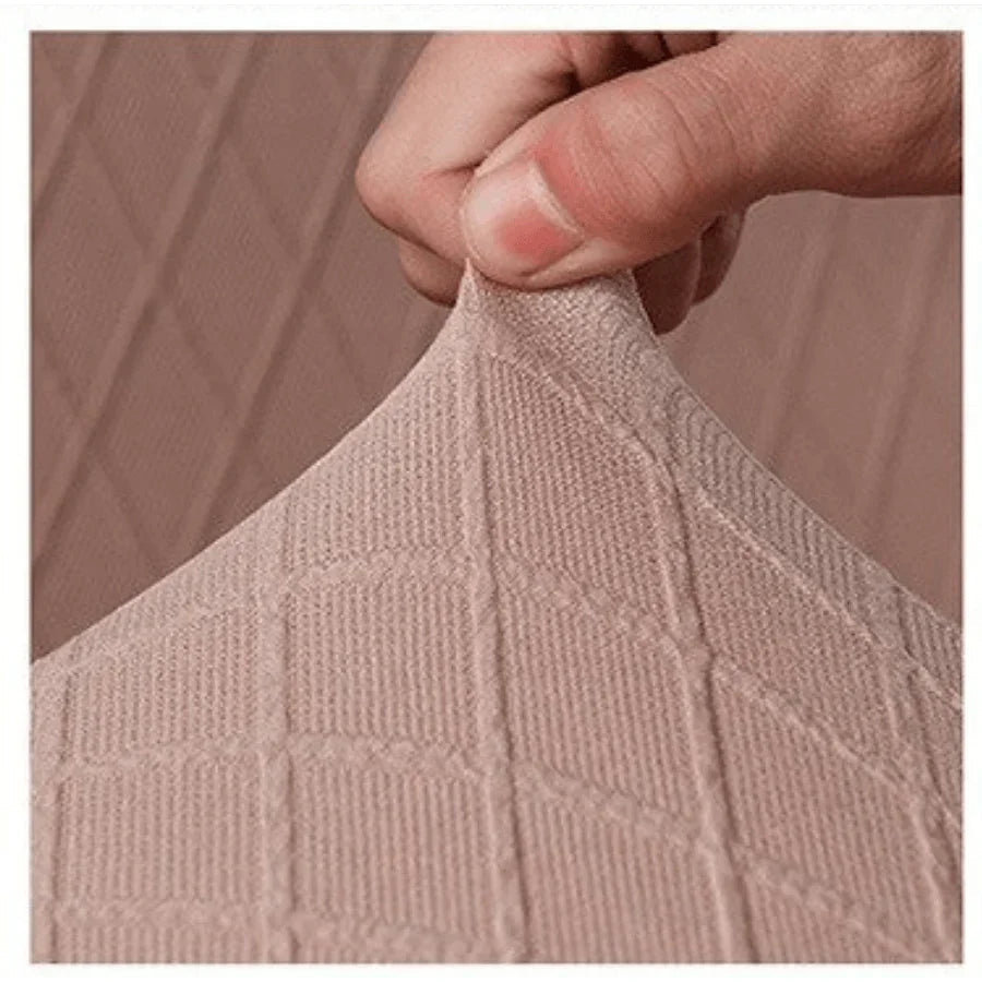 Housse de canapé Jacquard losange · Marron clair · Extensible (vue 3)