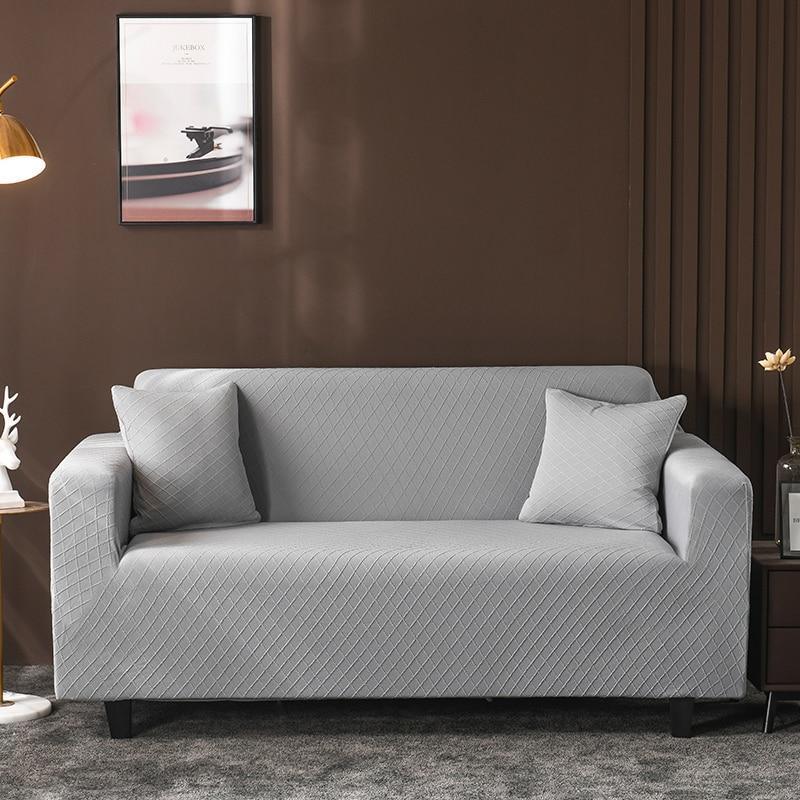 Housse de canapé Jacquard losange · Gris clair · Extensible